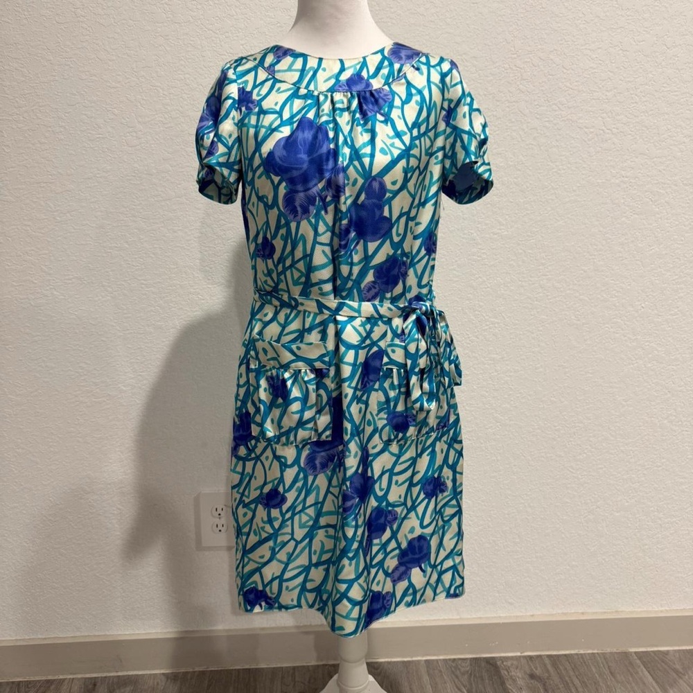 Lavender by Vera Wang Blue and White Floral Midi Dress